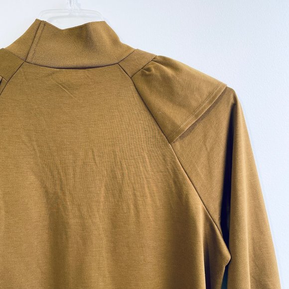 Who What Wear Medium Women's Long Sleeve Knit Ruffle Sheath Brown Mini Dress New - Picture 7 of 12